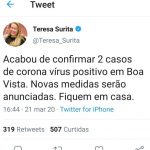 Prefeita de Boa Vista anuncia dois casos confirmados de coronavírus em Boa Vista; casal veio de São Paulo