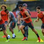 Thiago Maia treina para enfrentar o Grêmio na semifinal da Copa do Brasil