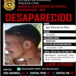 Polícia Civil pede ajuda para encontrar jovem desaparecido em Mucajaí, no interior de Roraima