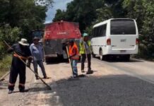 Helena Lima fiscaliza obra em trecho da BR-174 na terra indígena Waimiri-Atroari