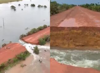 Trecho da BR-401 segue interditado após erosão em Normandia
