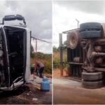Caminhão capota após colisão com carro na BR-174 em Boa Vista Caminhão capota após colisão com carro na BR-174 em Boa Vista