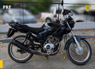 Motocicleta furtada em maio é recuperada pela PRF em Boa Vista motocicleta moto prf