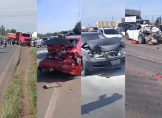 Motorista de caminhão perde controle de freio e provoca colisão em cadeia com sete veículos na BR-174 em Boa Vista Caminhão perde o freio e provoca colisão em cadeia com sete veículos na BR-174 em Boa Vista