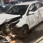 Acidente entre carro e duas motos deixa três feridos na Ene Garcez acidente