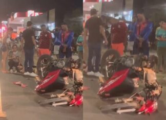 Motociclista de 18 anos fica ferido após colisão com Saveiro na avenida Estrela Dalva acidente colisão motociclista
