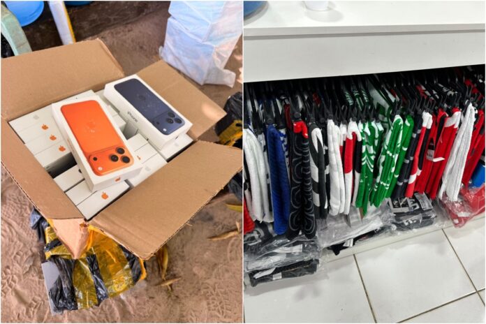 Receita Federal apreende roupas e celulares falsificados em loja de Boa Vista Receita Federal apreende roupas e celulares falsificados em loja de Boa Vista