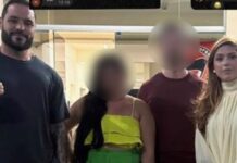 Ex-candidata Athally Albuquerque rasga panfletos contra Flávio Bolsonaro em ato na UFRR com Marcinho Belota Marcinho Belota e Athally Albuquerque - Foto: Reprodução/Instagram